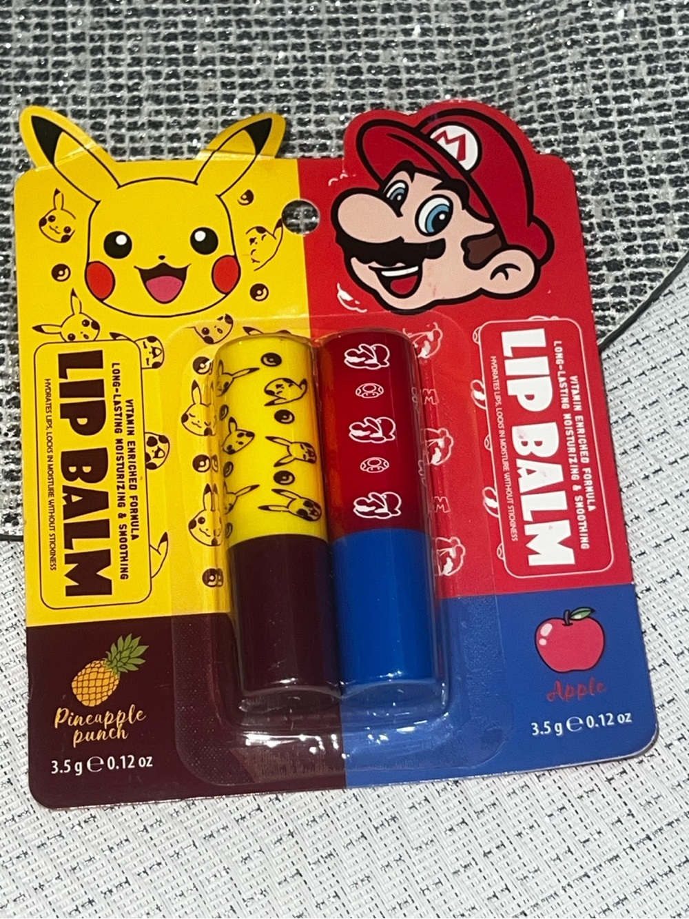 🍍🍎 Super Mario × Pokémon 2-Piece Lip Balm Set